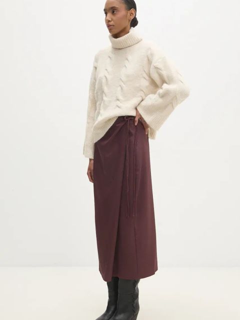 Answear.LAB spódnica kolor bordowy midi prosta