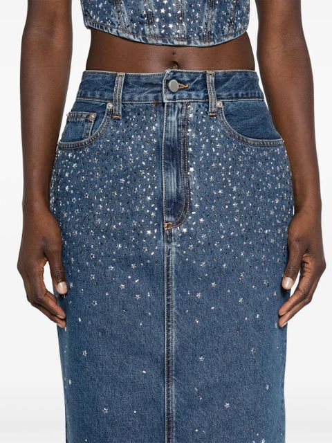 Alessandra Rich rhinestoned midi pencil skirt - Blue