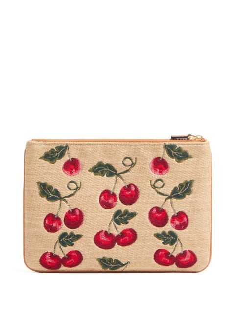 Valentino Garavani VLogo Signature Cherryfic-print clutch bag - Neutrals