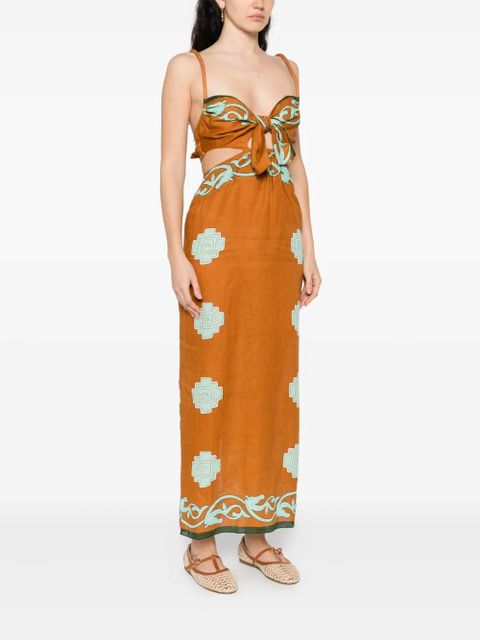Johanna Ortiz Los Siete Mares midi dress - Brown