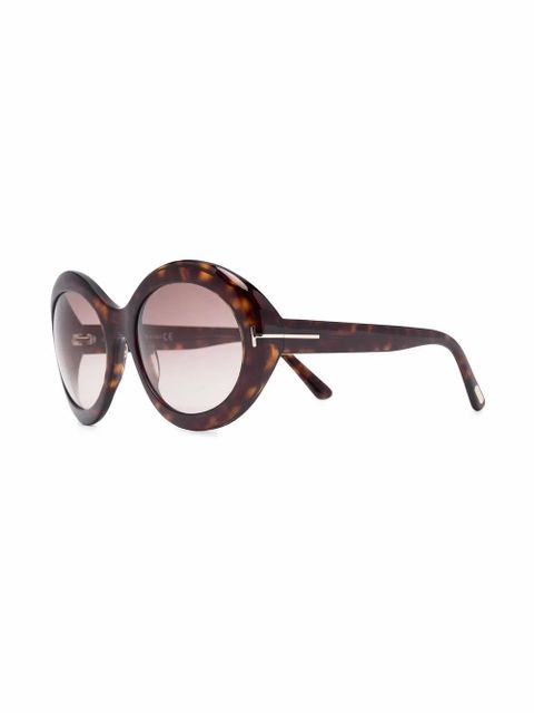 TOM FORD Eyewear logo tortoiseshell-effect sunglasses - Brown