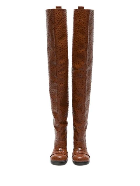 Acne Studios 100mm ostrich-print stiletto boots - Brown - zdjęcie produktu nr 2