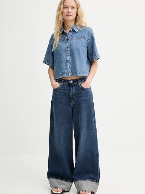 Rag & Bone koszula jeansowa damska kolor niebieski relaxed z kołnierzykiem klasycznym WDD25PA001UFRI