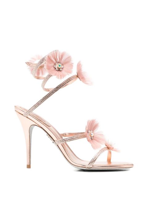 René Caovilla Jolenefloral-embellished sandals - Pink - zdjęcie produktu nr 1