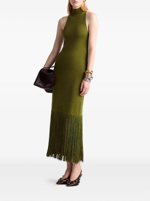 Altuzarra Cash mock-neck fringe dress - Green