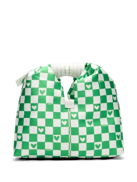 Casadei x Enriquez heart print checkerboard tote bag - Green