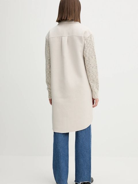 Desigual płaszcz z wełną JINU kolor beżowy 25WWEW59