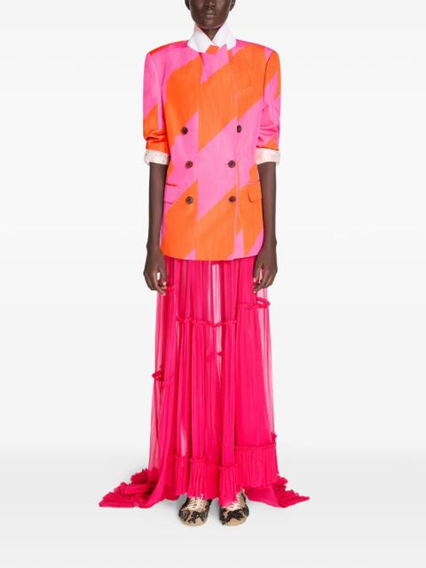 DRIES VAN NOTEN geometric-print double-breasted blazer - Pink - zdjęcie produktu nr 2