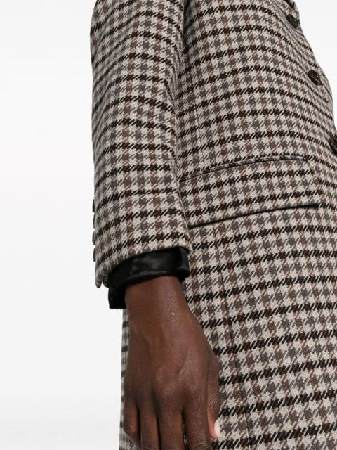 Miu Miu houndstooth-pattern single-breasted coat - Brown