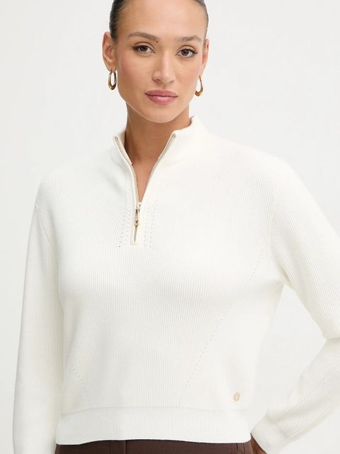 Guess sweter HARLEY damski kolor beżowy lekki z półgolfem W5BR29 Z0572