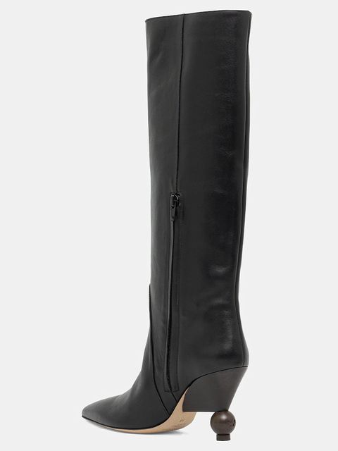 Weekend Max Mara kozaki skórzane Tasca damskie kolor czarny na słupku 2525796075600