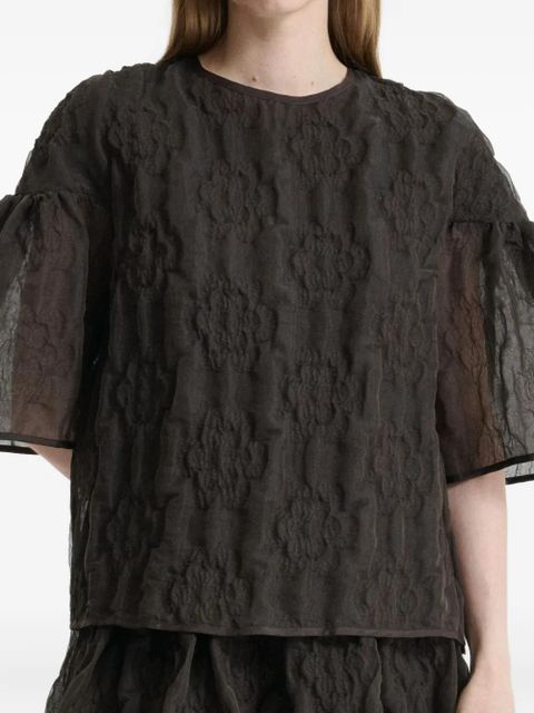 Cecilie Bahnsen Bryndis matelassé-effect blouse - Brown - zdjęcie produktu nr 1