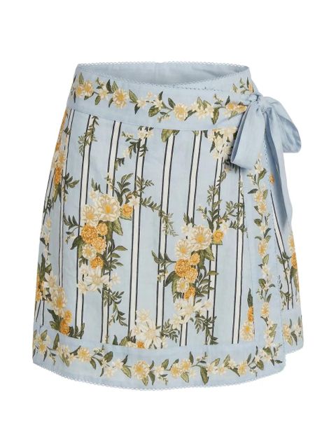 Agua By Agua Bendita floral-embroidered striped skirt - Blue - zdjęcie produktu nr 1