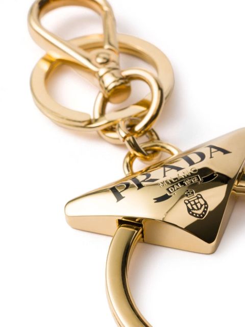 Prada logo-charm keyring - Gold