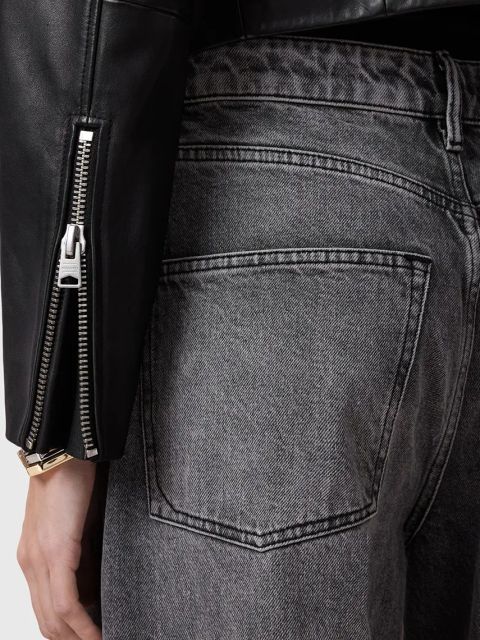 AllSaints kurtka skórzana ALMA kolor czarny przejściowa W007LC