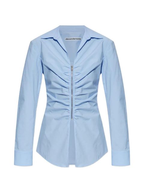 Alexander Wang zip-up ruched-detail shirt - Blue - zdjęcie produktu nr 1