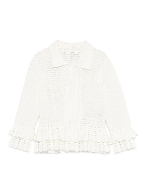 Chloé ruffled-hem crochet cardigan - White - zdjęcie produktu nr 1