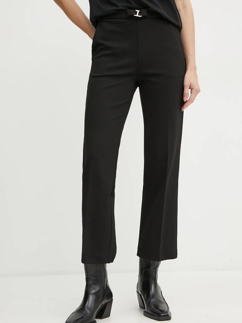 Twinset spodnie damskie kolor czarny dopasowane high waist 242TT2048