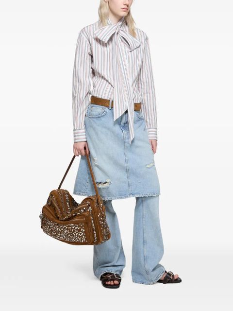 Acne Studios striped-pattern tie shirt - White