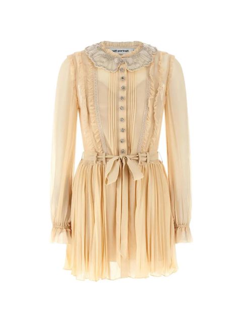 Self-Portrait ruffled dress - Neutrals - zdjęcie produktu nr 1