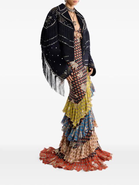 ETRO studs fringed leather jacket - Blue - zdjęcie produktu nr 2