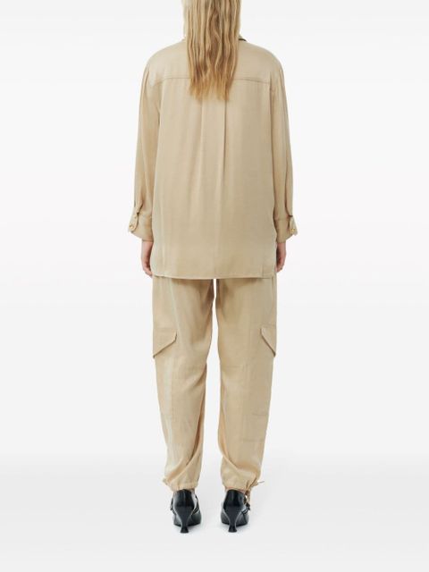 GANNI long-sleeve satin shirt - Neutrals