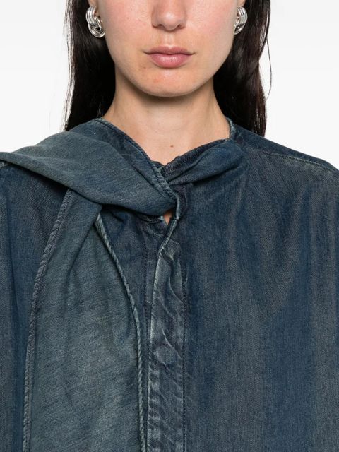 Diesel tie-neck denim maxi dress - Blue