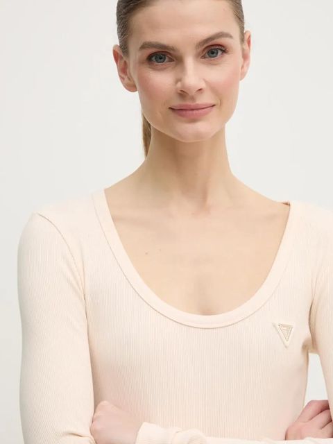 Guess longsleeve damski kolor beżowy V4BP07 K8RT2 - zdjęcie produktu nr 2