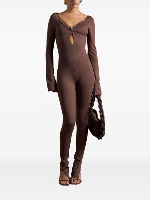 Manière De Voir Twisted Bust off-shoulder jumpsuit - Brown