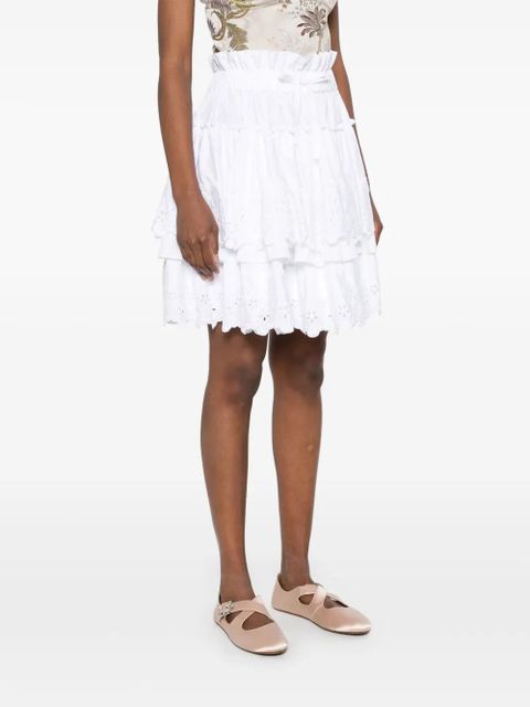 Simone Rocha broderie-anglaise tiered mini skirt - White