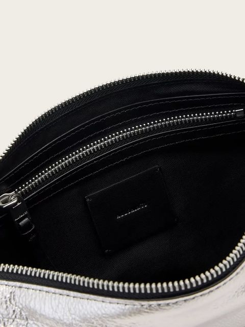 AllSaints torebka skórzana HALF kolor srebrny W393XC