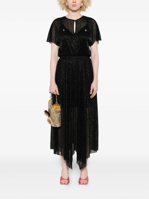 Maje metallic-effect pleated party dress - Black