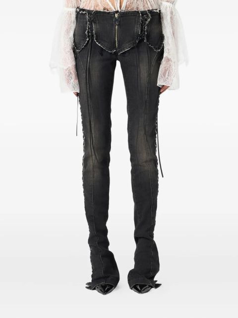 Blumarine lace-up detail jeans - Grey
