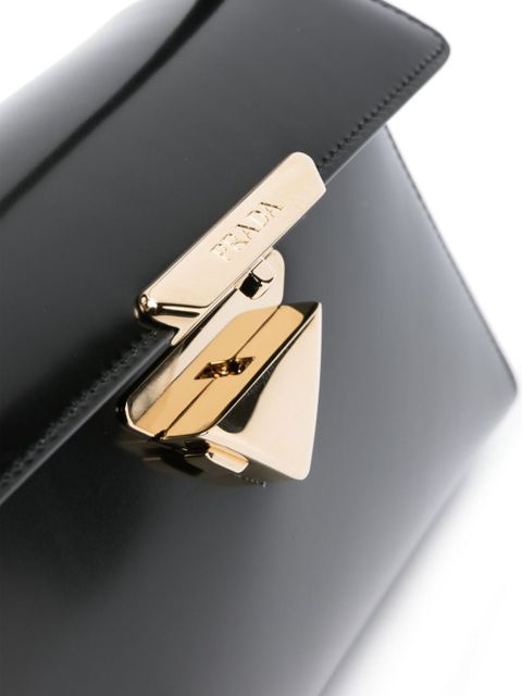 Prada triangle-logo leather shoulder bag - Black