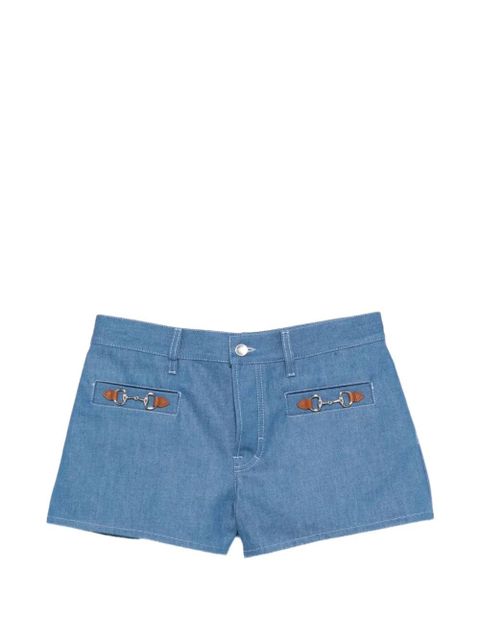 Gucci horsebit-detail cotton denim shorts - Blue - zdjęcie produktu nr 1