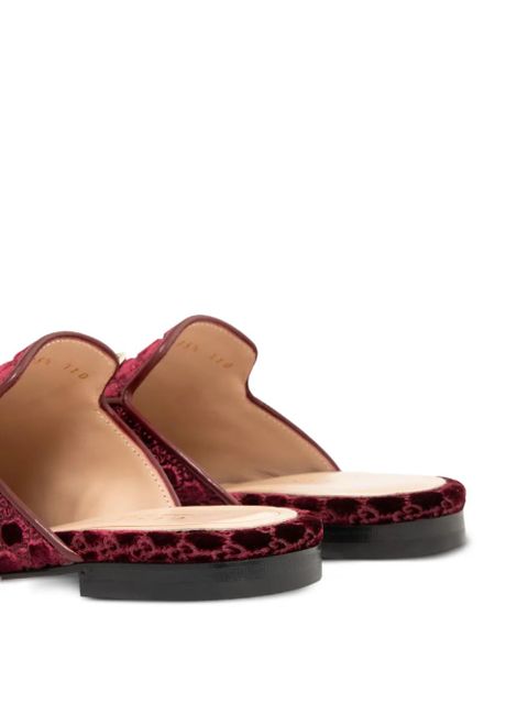 Gucci horsebit GG pattern velvet mules - Red