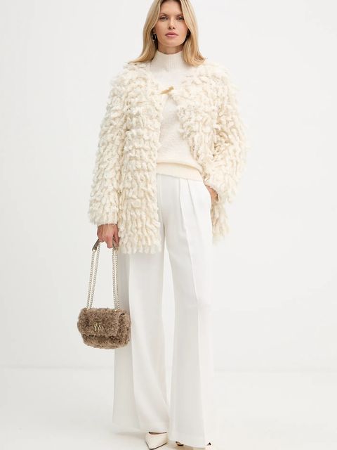 BOSS sweter z dodatkiem wełny damski kolor beżowy lekki z półgolfem 50547907