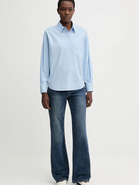 Marc O'Polo bluzka bawełniana damska kolor niebieski gładka 5000007470 - zdjęcie produktu nr 2