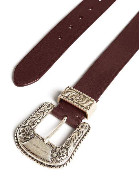 Golden Goose engraved logo leather belt - Red - zdjęcie produktu nr 2