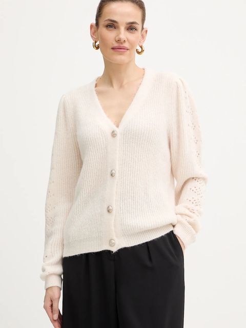 Morgan kardigan z dodatkiem wełny damski kolor beżowy MPLAY - zdjęcie produktu nr 1