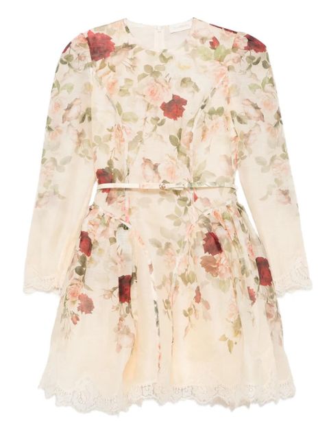 ZIMMERMANN Story floral lace-trimmed mini dress - Neutrals - zdjęcie produktu nr 1