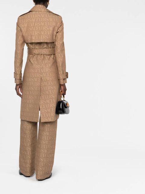 Versace Versace Allover-jacquard trench coat - Brown