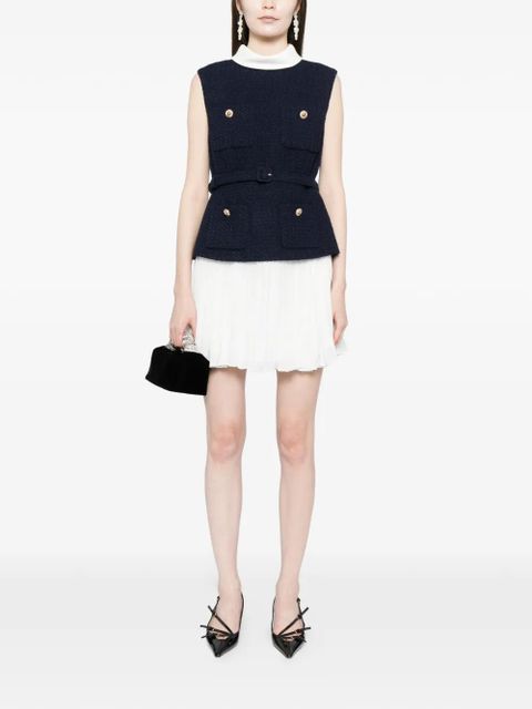 Self-Portrait Boucle chiffon mini dress - Blue - zdjęcie produktu nr 2