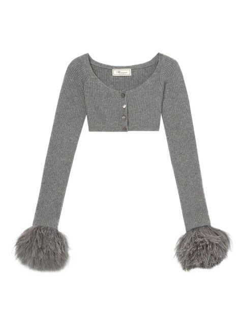 Blumarine cropped ribbed cardigan - Grey - zdjęcie produktu nr 1