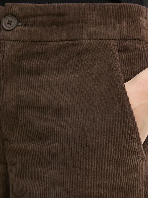 United Colors of Benetton spodnie sztruksowe kolor brązowy proste high waist 4HA2DF07I