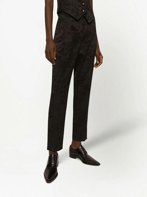 Dolce & Gabbana floral-jacquard tapered-leg trousers - Black