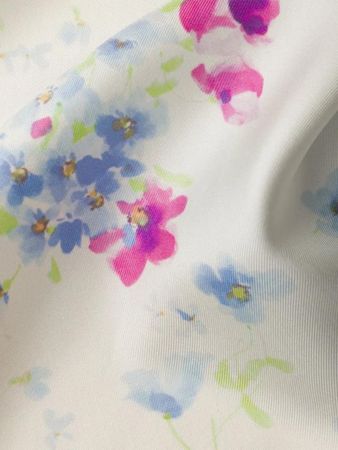 Prada floral-print twill scarf - White