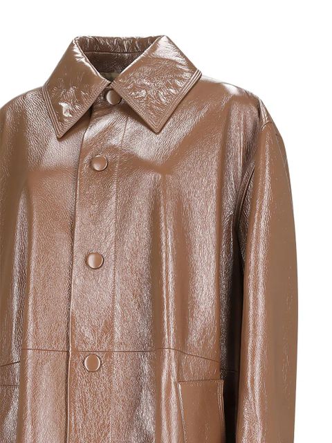 Jil Sander buttoned-up leather coat - Brown