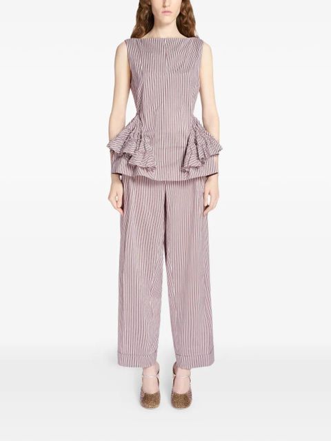 DRIES VAN NOTEN pleated striped trousers - White - zdjęcie produktu nr 2