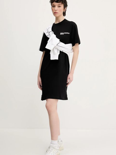 Karl Lagerfeld Jeans sukienka bawełniana kolor czarny mini prosta A2W13036